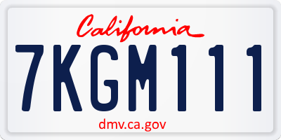 CA license plate 7KGM111