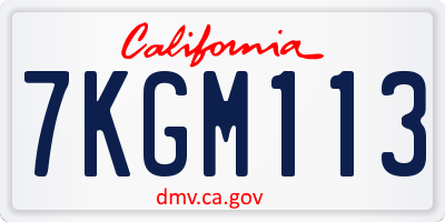 CA license plate 7KGM113