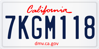 CA license plate 7KGM118
