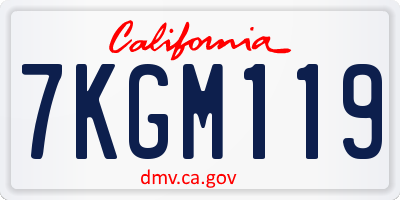 CA license plate 7KGM119
