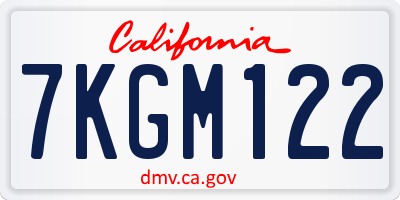 CA license plate 7KGM122
