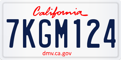 CA license plate 7KGM124