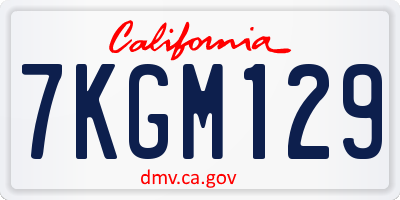 CA license plate 7KGM129