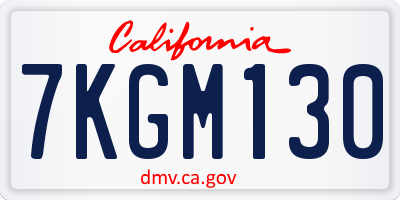 CA license plate 7KGM130