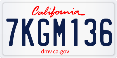 CA license plate 7KGM136