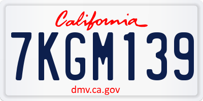 CA license plate 7KGM139