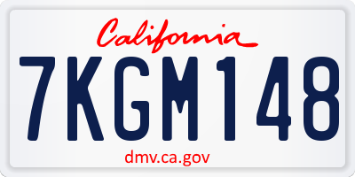 CA license plate 7KGM148