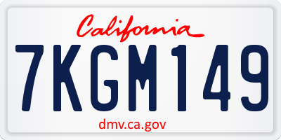 CA license plate 7KGM149