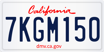 CA license plate 7KGM150