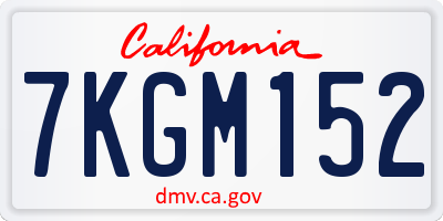 CA license plate 7KGM152