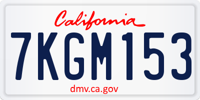 CA license plate 7KGM153