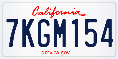 CA license plate 7KGM154