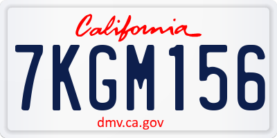 CA license plate 7KGM156