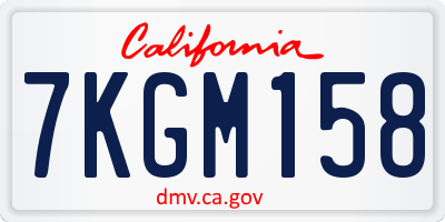 CA license plate 7KGM158