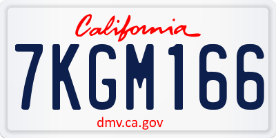 CA license plate 7KGM166
