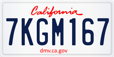 CA license plate 7KGM167