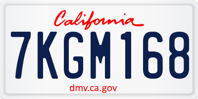 CA license plate 7KGM168