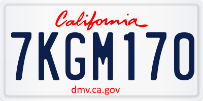CA license plate 7KGM170