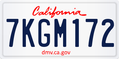CA license plate 7KGM172
