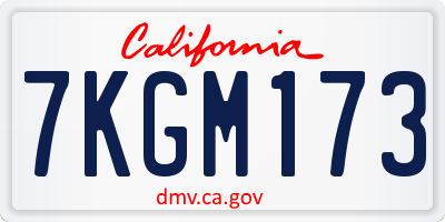 CA license plate 7KGM173