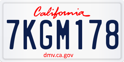 CA license plate 7KGM178