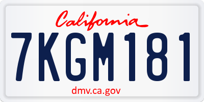 CA license plate 7KGM181