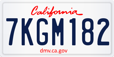 CA license plate 7KGM182
