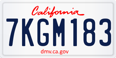 CA license plate 7KGM183