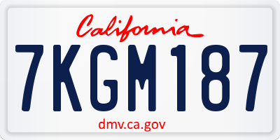 CA license plate 7KGM187