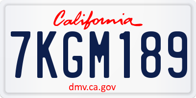CA license plate 7KGM189