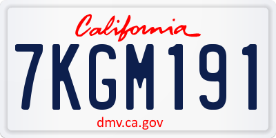 CA license plate 7KGM191
