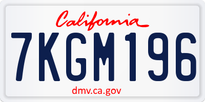 CA license plate 7KGM196