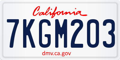 CA license plate 7KGM203