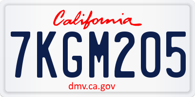 CA license plate 7KGM205