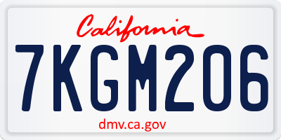 CA license plate 7KGM206