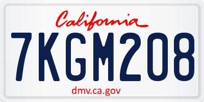 CA license plate 7KGM208