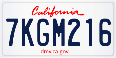 CA license plate 7KGM216