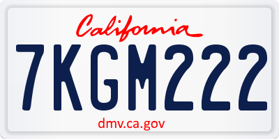 CA license plate 7KGM222