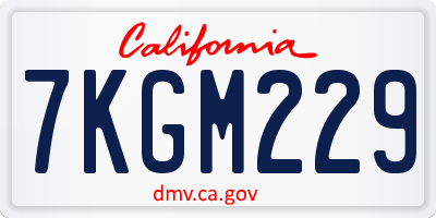CA license plate 7KGM229
