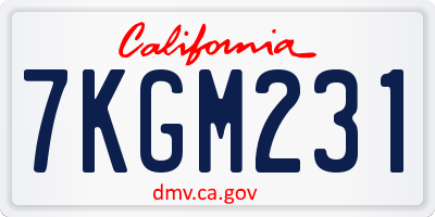 CA license plate 7KGM231