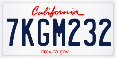 CA license plate 7KGM232