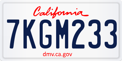 CA license plate 7KGM233