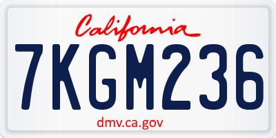 CA license plate 7KGM236