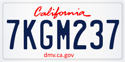 CA license plate 7KGM237