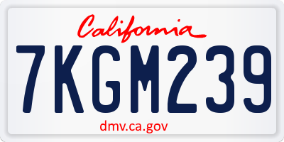 CA license plate 7KGM239