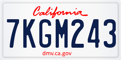 CA license plate 7KGM243
