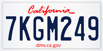 CA license plate 7KGM249