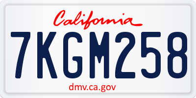 CA license plate 7KGM258