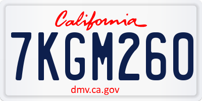 CA license plate 7KGM260