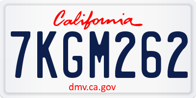 CA license plate 7KGM262